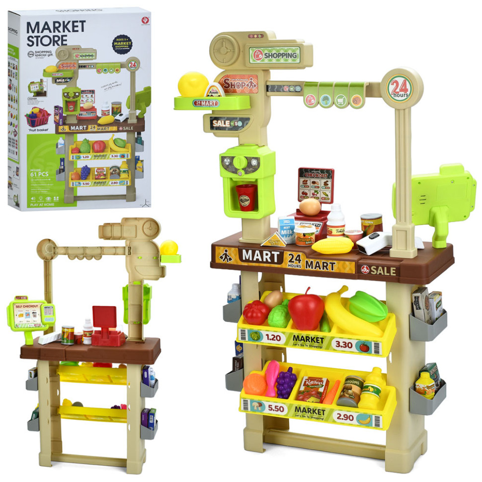 Игровой набор Магазин 922-204 касса, сканер, звук, свет, продукты, 61 предмет