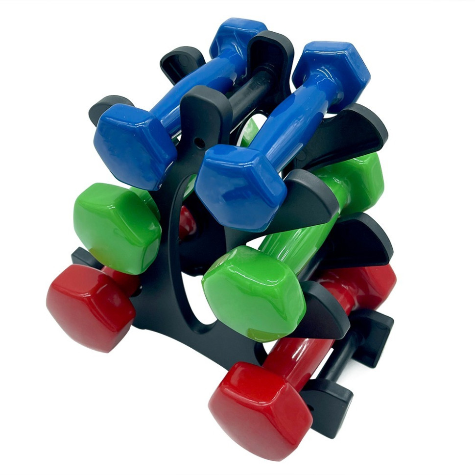 Набор виниловых гантелей на подставке Vinyl Dumbbell Set NE-VIN-124, 2 шт по 1 кг, 2 кг, 3 кг
