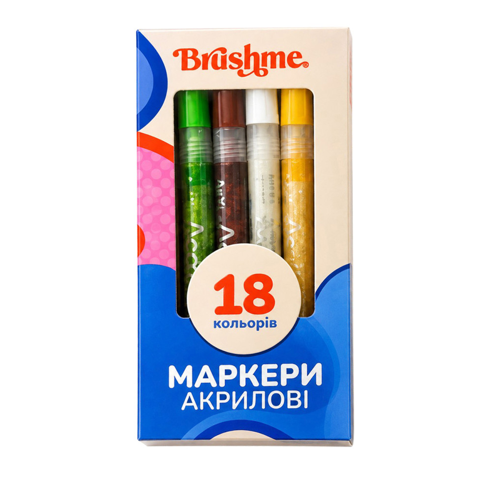 Набор акриловых маркеров на водной основе MACR18, 18 цветов