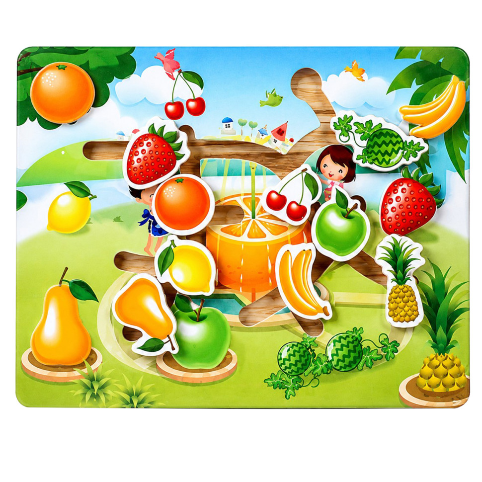 Деревянная игрушка Лабиринт Фрукты MD 0817-3 размер 30х22,5 см