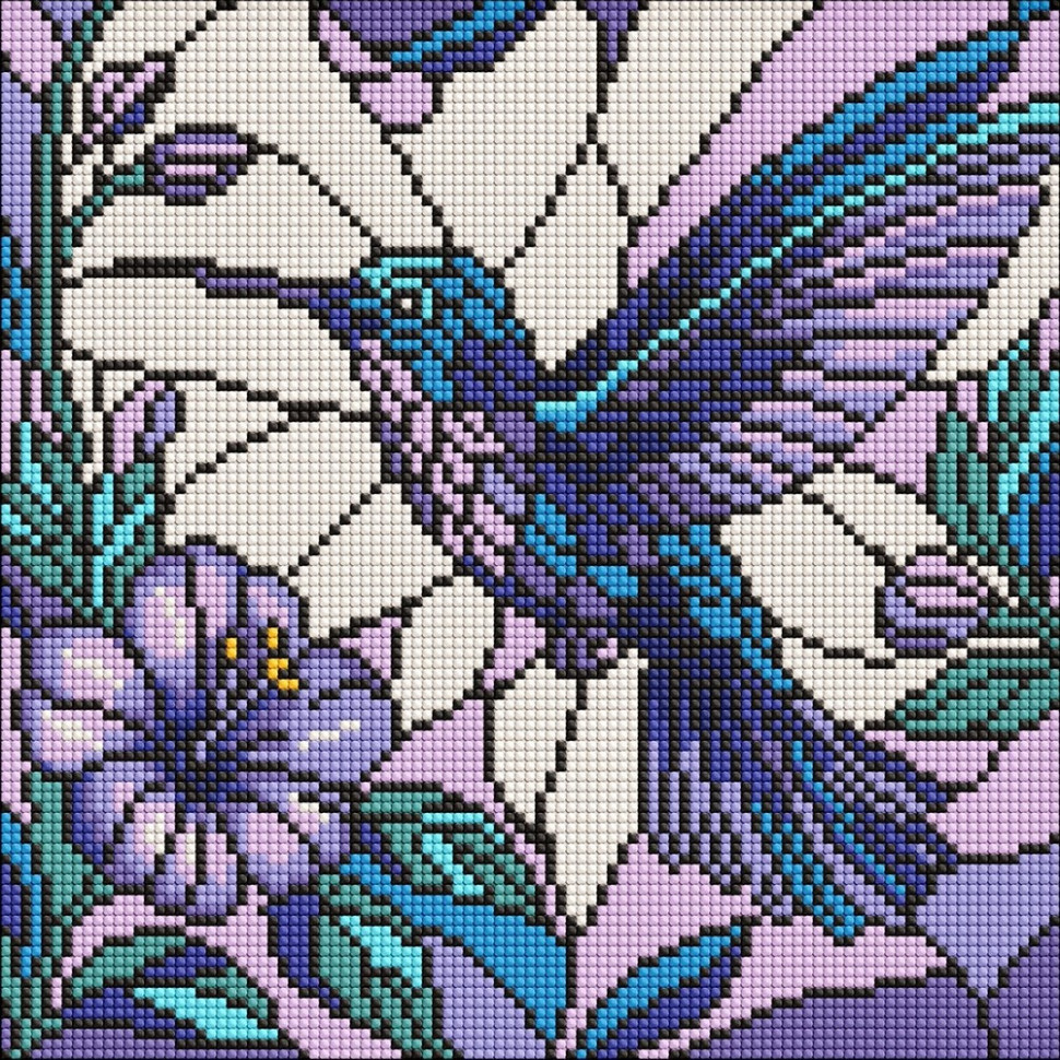 Алмазная мозаика "Витраж. Колибри" ©art_selena_ua AMO8319, 30х30 см 