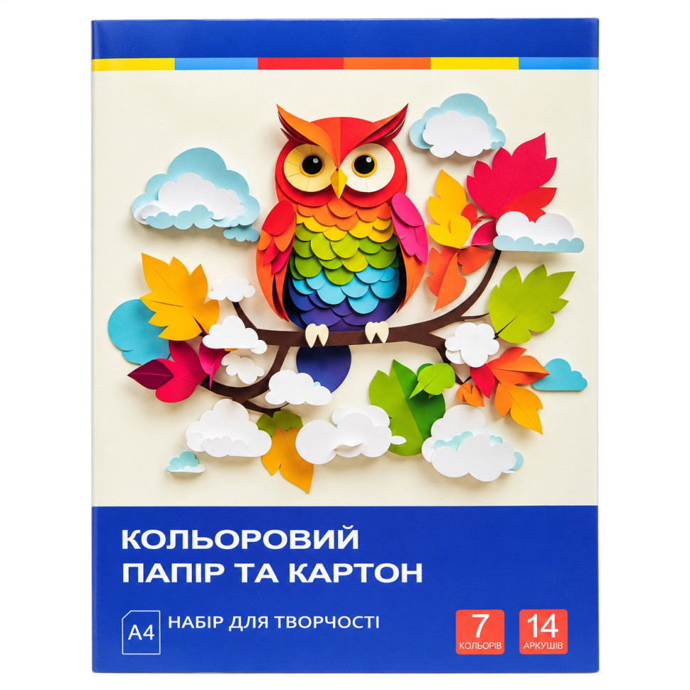 Набор цветной бумаги и картона 11В-018-2 односторонняя, 7 цветов, 14 листов