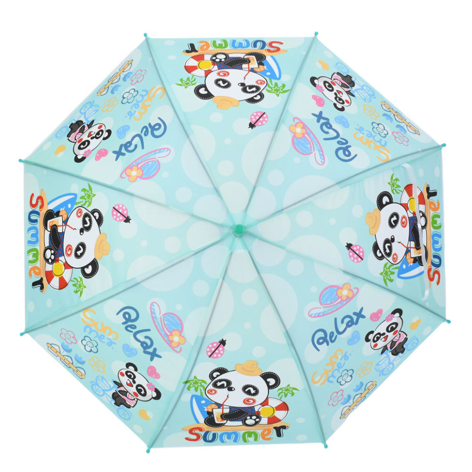 Детский зонтик "Panda Summer" MK 5801(Green) длина 67 см, трость 60,5 см, диаметр 84 см, спица 47 см