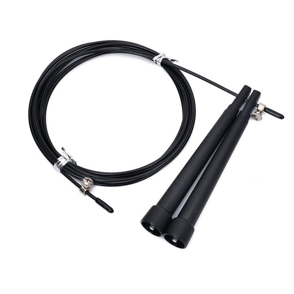 Скакалка скоростная MS 3765(Black) 290 см, ручка пластик, веревка резина+металл