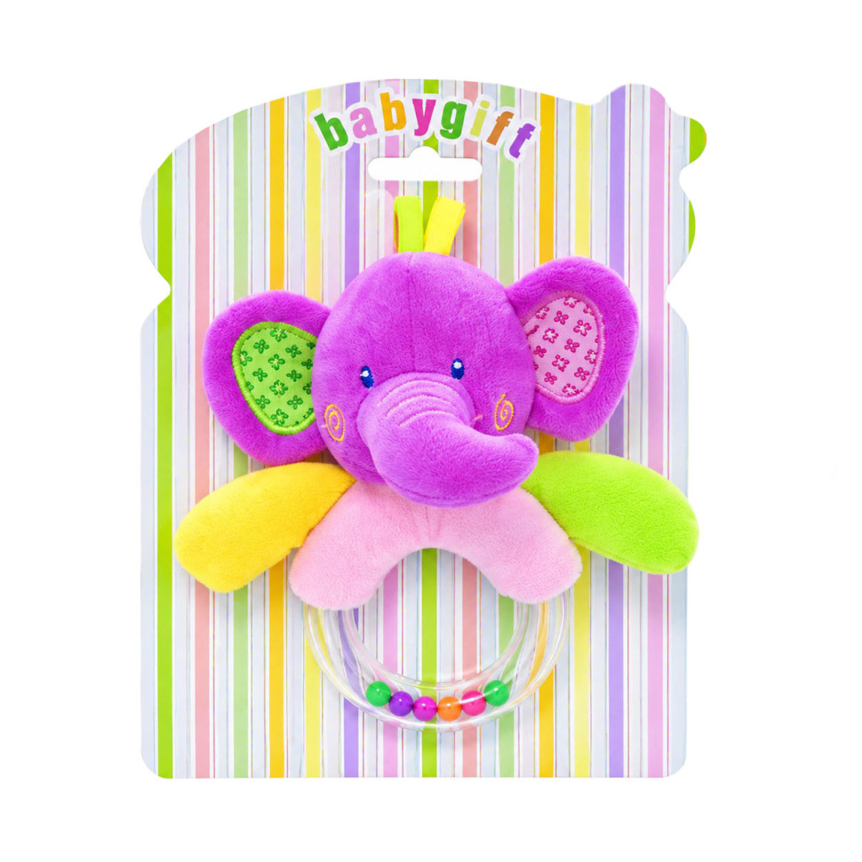 Погремушка мягкая  Bambi C20561 Животные Слоник