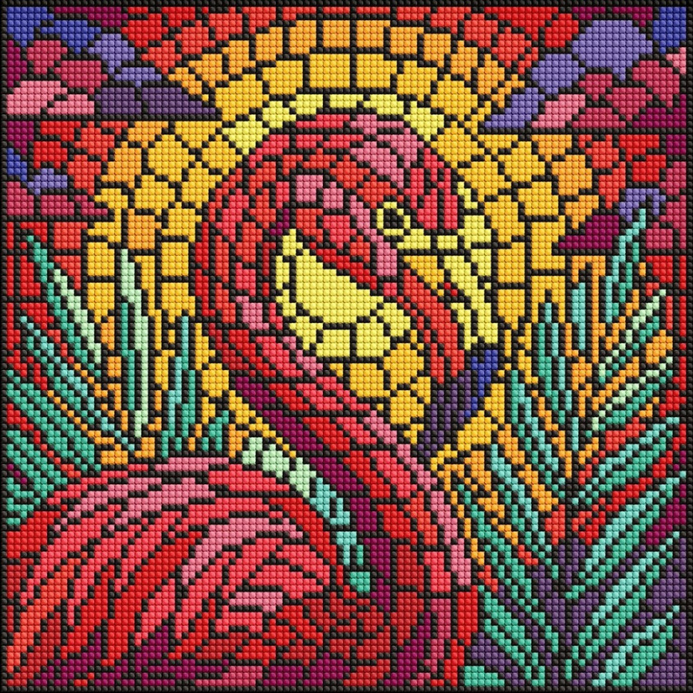 Алмазная мозаика "Витраж. Фламинго" ©art_selena_ua AMO8318, 30х30 см