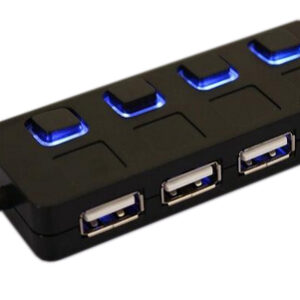 Хаб USB Lapara 4 порти USB 2.0 з 4-ма вимикачами ON/OFF для кожного порту, чорний