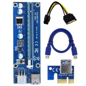 Райзер Dynamode PCI-E x1 to 16x 60cm USB 3.0 Cable SATA to 6Pin Power v.006C Blue