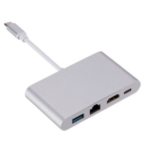 Адаптер Dynamode USB3.1 Type-C to 1хHDMI, 1хRJ-45, 1хUSB 3.0, 1хUSB Type-C Female, р.до 4K 3840x2160