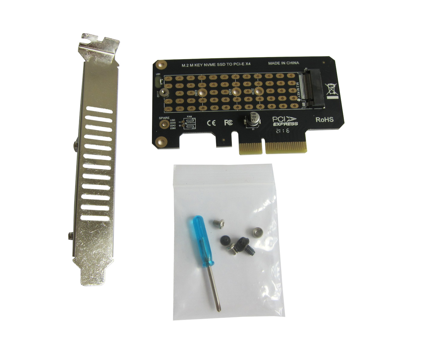 Контроллер Dynamode M.2 SSD NVMe M-Key to PCI-E 3.0 x4/ x8/ x16, full profile bracket