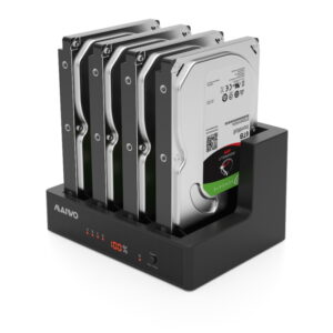 Док-станція Maiwo клонір. для 4*HDD 2,5"/3,5" SATA/SSD через USB3.0 безгвинтіве кріпл. пластик чорна