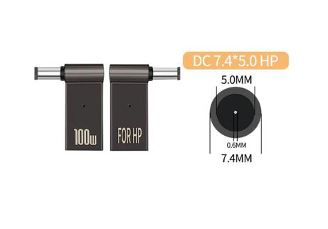 Адаптер PD 100W USB Type-C Female to DC Male Jack 7.4x5.0 mm – для заряджання ноутів HP