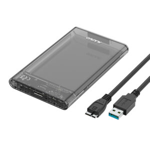 Кишеня Maiwo зовн.для 2.5" SATA/SSD HDD - USB3.0, безгвинт.засувне кріпл. пласт.прозора чорна