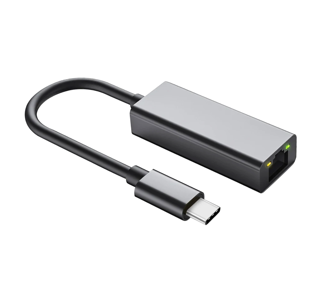Адаптер Dynamode USB 3.0 Type-C 1000/100 Мбит/с разъем RJ-45, чип RTL8153, кабель 13 см, темно-сірий