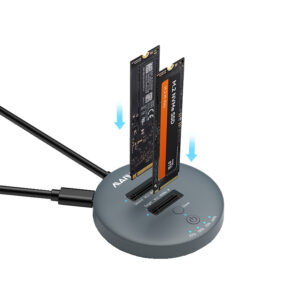 Док-станція Maiwo клонір. для 2*NVMe M.2 SSD ч-з USB3.2 Gen2 Type-C до 10 Гбіт/с, безгвінтова, сіра