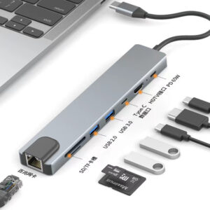 Type-C Hub 8 в 1 з HDMI, USB, Ethernet (для ноутбука, MacBook)