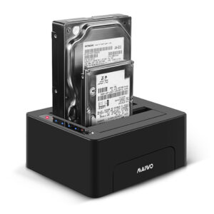 Док-станція Maiwo клонір. для 2*HDD 2,5"/3,5" SATA/SSD через USB3.0 безгвинтіве кріпл. пластик чорна