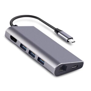 Адаптер Dynamode USB3.1 Type-C to HDMI, 3хUSB3.0, RJ45, USB Type-C Female, SD/MicroSD, раз.3840x2160