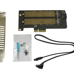 Контроллер Dynamode 2х M.2 NVMe M-Key /SATA B-key SSD to PCI-E 3.0 x4/ x8/ x16, full profile bracket