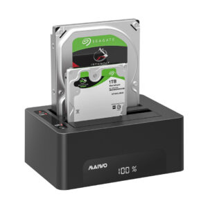 Док-станція Maiwo клонір. для 2*HDD 2,5"/3,5" SATA/SSD через USB3.0 безгвинтіве кріпл. пластик чорна