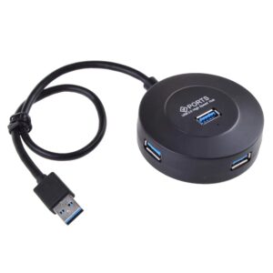 Хаб Maiwo USB Type-A to 4х USB3.0-порта, кабель 30 см, круглый, пластик, без БП, черный
