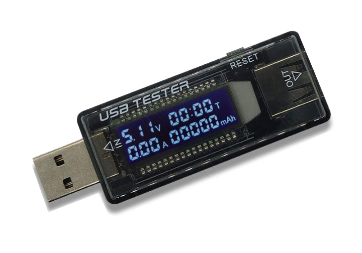 USB тестер Dynamode напряжения (3-20V), силы тока (0-3A) и заряда батареи (0-99999 mAh), черный