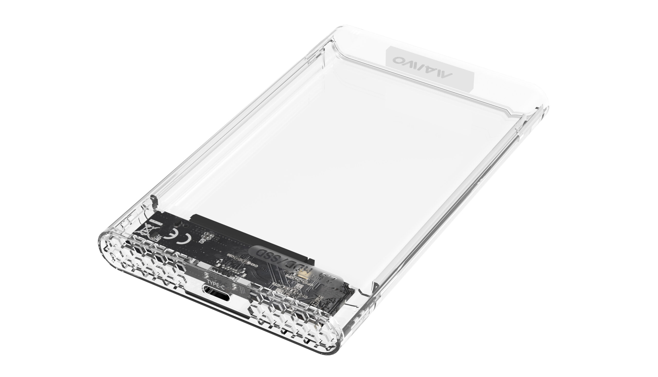 Кишеня Maiwo зовн.для 2.5" SATA/SSD HDD - USB3.1 Gen1 Type-C, безгвинт. засувне кріпл. пласт.прозора