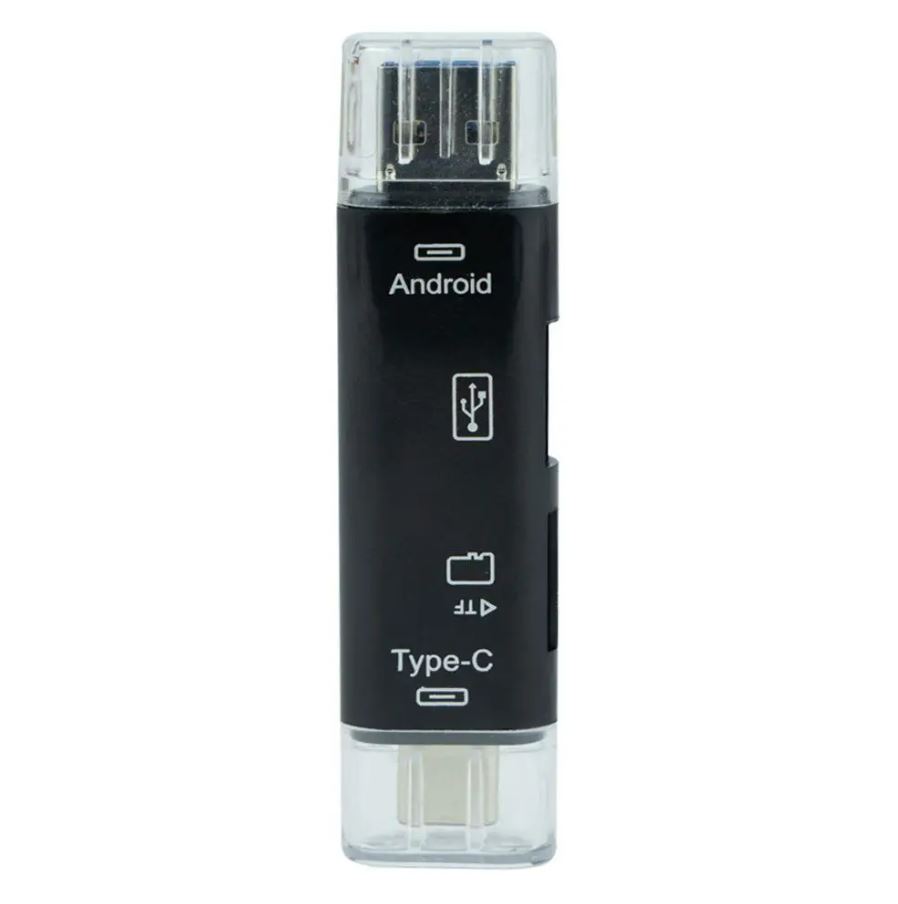 Кардрідер Dynamode 3-in-1 OTG Smart TF/MicroSD(HC) & USB 2.0 to Type-C & Micro USB пластик чорний