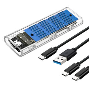 Кишеня Dynamode зовн. для M.2 SSD NVMe/SATA combo ч-з USB3.2 GEN2 Type-C безгвинт. пластик прозора