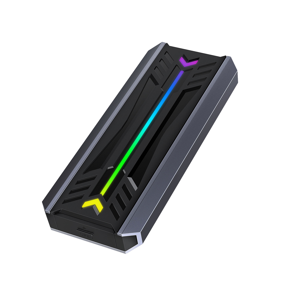 Кишеня Dynamode зовн. для M.2 SSD NVMe/SATA combo ч-з USB3.2 GEN2 Type-C безгвинт. алюм. темно-сіра