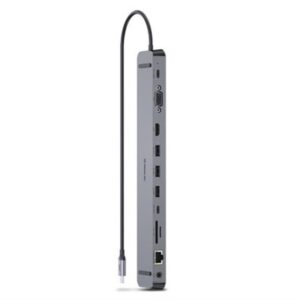 USB-хаб REAL-EL CQ-1000 USB3.0х3/USB-C/HDMI/VGA/RJ45/SD/TF/3.5 mm audio, 0.4m, Space Grey