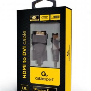 Кабель Cablexpert HDMI - DVI (M/M), двоспрямований, 18 + 1 pin, 1.8 м, Black (CC-HDMI-DVI-4K-6)