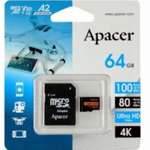 Карта пам`ятi MicroSDXC  64GB UHS-I/U3 Class 10 Apacer (AP64GMCSX10U8-R) + SD адаптер
