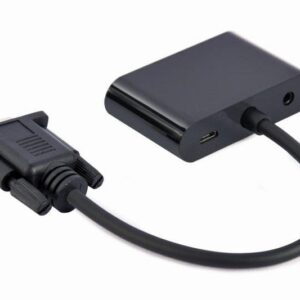 Адаптер Cablexpert VGA - HDMI+VGA (M/F), 0.15 м, Black (A-VGA-HDMI-02)