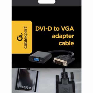Адаптер Cablexpert DVI - VGA (M/F), 0.2 м, Black (A-DVID-VGAF-01) пакет
