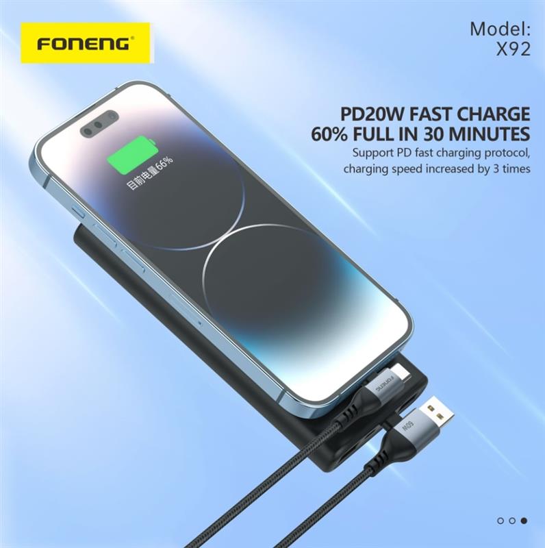Кабель Foneng X92 4-in-1 (60W) USB/USB-C - USB-C/Lightning (M/M), 1 м, Black (X92-CA-FIO)