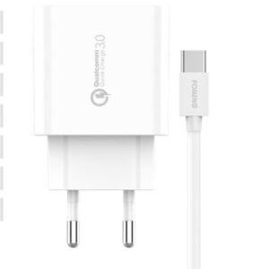 Мережевий зарядний пристрій Foneng EU46 QC3.0 Charger (1USBх3A) White (EU46-CH-TC) + кабель USB Type C