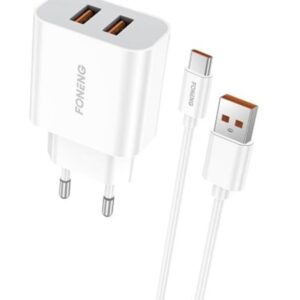 Мережевий зарядний пристрій Foneng EU45 Dual USB Charger (2USBх2.4A) White (EU45-CH-TC) + кабель USB Type C