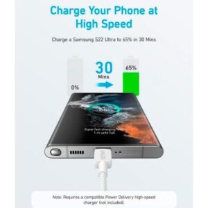 Кабель Anker 322 USB-A - USB-C, 1.8м, White (A81H6H21)