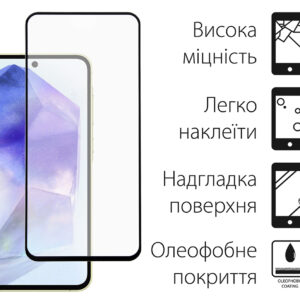 Захисне скло Dengos для Samsung Galaxy A55 5G SM-A556 Black Full Glue (TGFG-345)