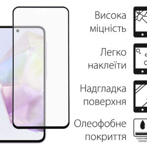 Захисне скло Dengos для Samsung Galaxy A35 5G SM-A356 Black Full Glue (DG-TG2P-13) 2шт