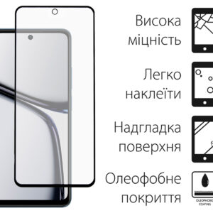 Захисне скло Dengos для Realme C65 Black Full Glue (TGFG-362)