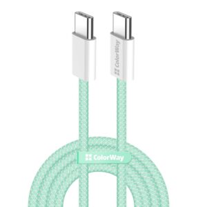Кабель ColorWay USB Type-C + USB Type-C (M/M), 3.0 А, 1 м, Green (CW-CBPDCC061-G)