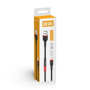 Кабель ColorWay USB - Lightning (M/M), 2.4 А, 1 м, Black (CW-CBUL064-BK)
