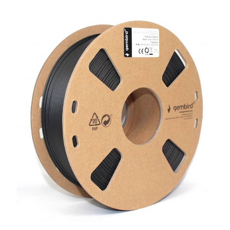 Філамент пластик Gembird для 3D-принтера 3DP-PLA 1.75 мм 1 кг, чорний (3DP-PLA+1.75-02-BK)