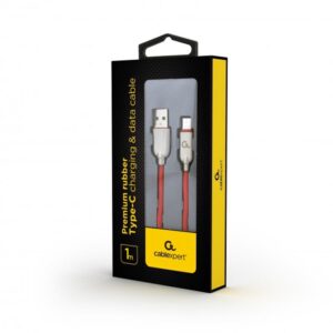 Кабель Cablexpert USB - USB Type-C V 2.0 (M/M), 2.1 А, преміум, 1 м, червоний (CC-USB2R-AMCM-1M-R)