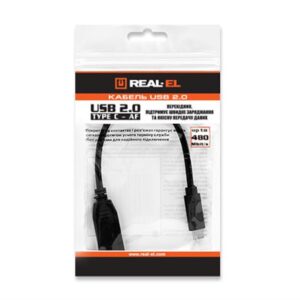 Кабель REAL-EL USB Type-C - USB V 2.0 (M/F), 0.1 м, чорний (EL123500017)