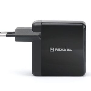 Мережевий зарядний пристрій REAL-EL CH-350 QC3.0 (2USB, 3A) Black