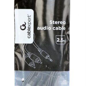 Аудіо-кабель Cablexpert 2хRCA - 3.5 мм (M/M), 1.5 м, чорний (CCA-352-1.5M)