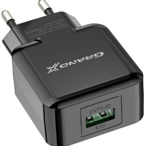 Мережевий зарядний пристрій Grand-X (1xUSB 5В/2.1А) Black (CH-03B)